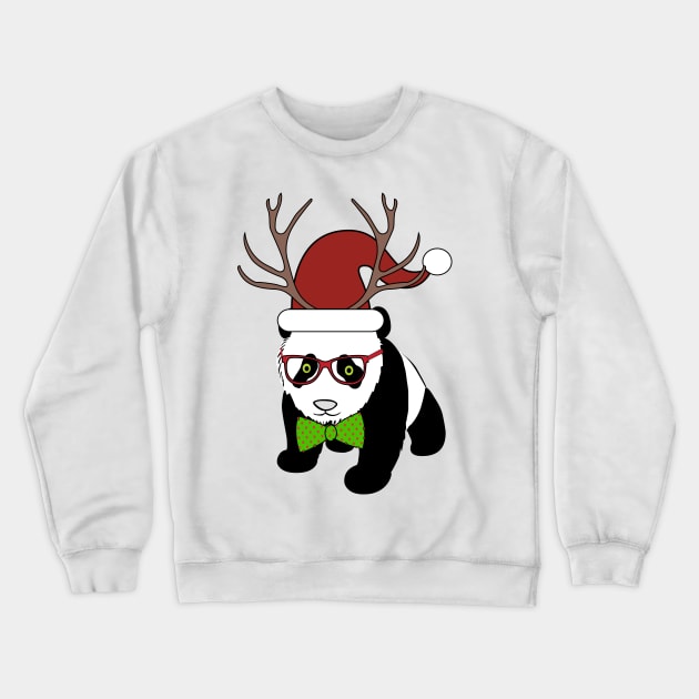 Hipster Christmas Panda Crewneck Sweatshirt by GBCDesign